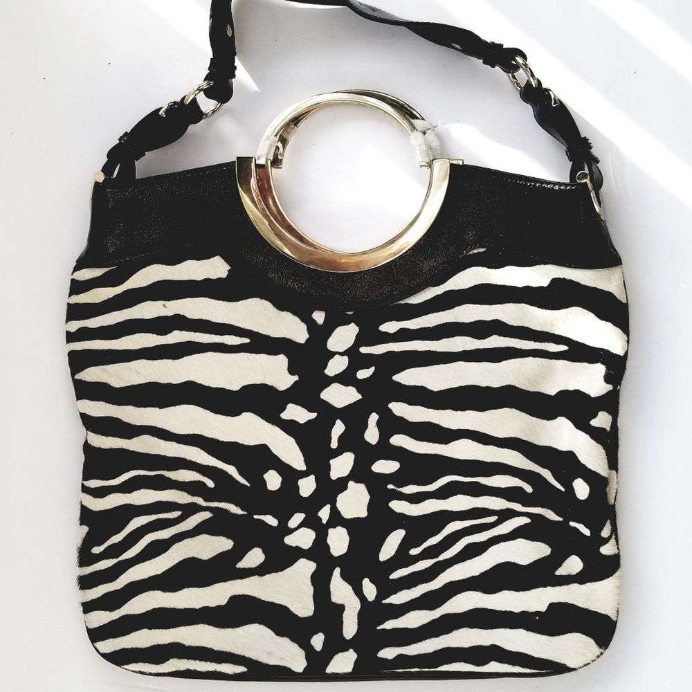 Ann Taylor Calfskin Totebag Purse Faux Gold Handle